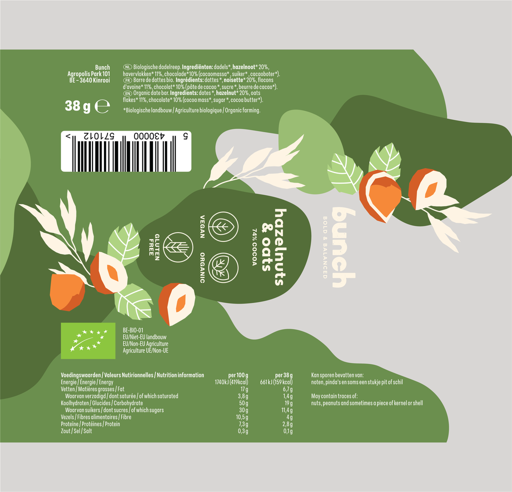 Bunch Bio dadel reep: hazelnoot & haver (copy)